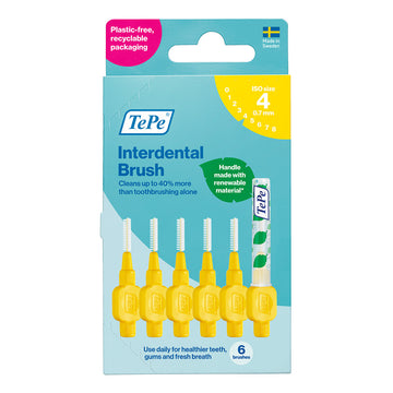 TePe interdentale ragers Original geel 0,7mm verpakking met 6 ragers ISO maat 4