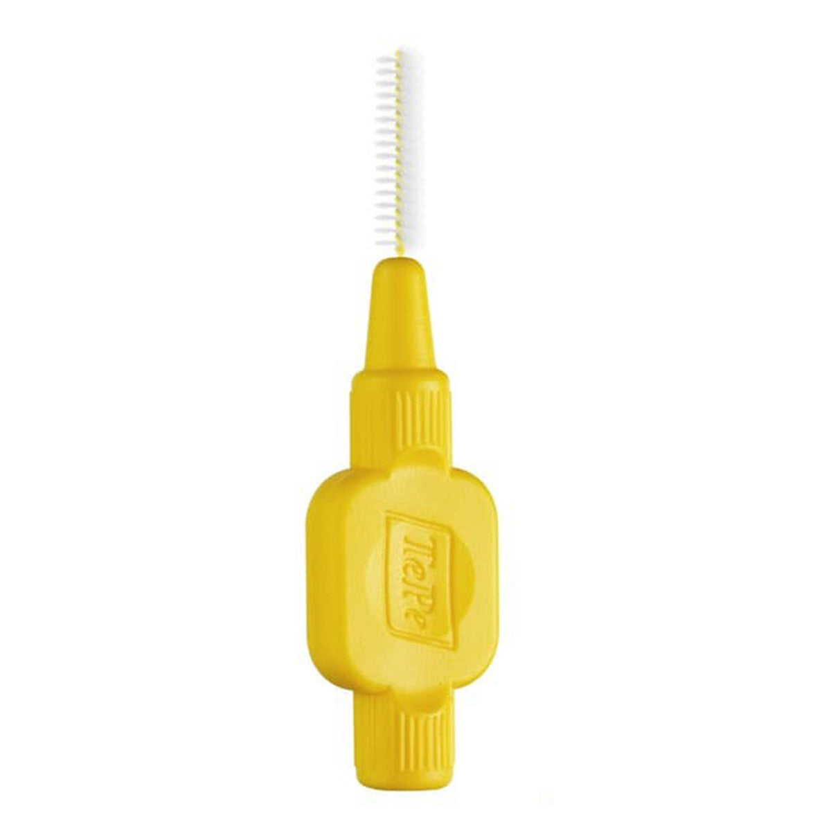 TePe interdentale ragers Original geel 0,7mm close-up van rager met wit borsteltje