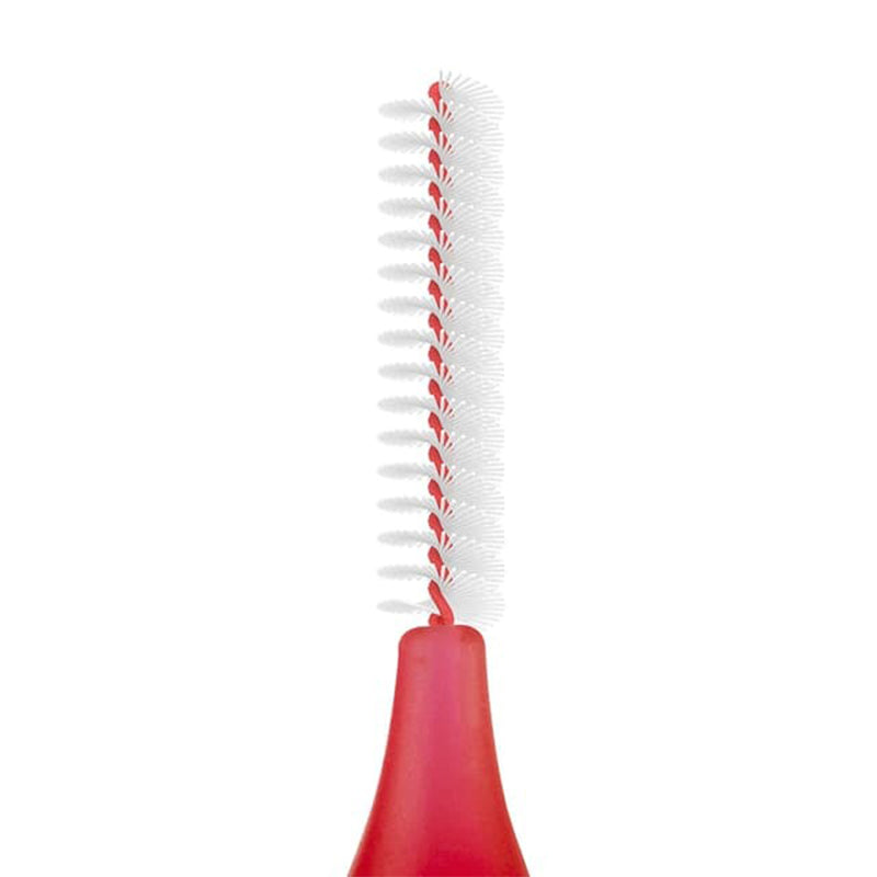 TePe Interdentale ragers Original rood 0,5mm detailopname van de borstelkop