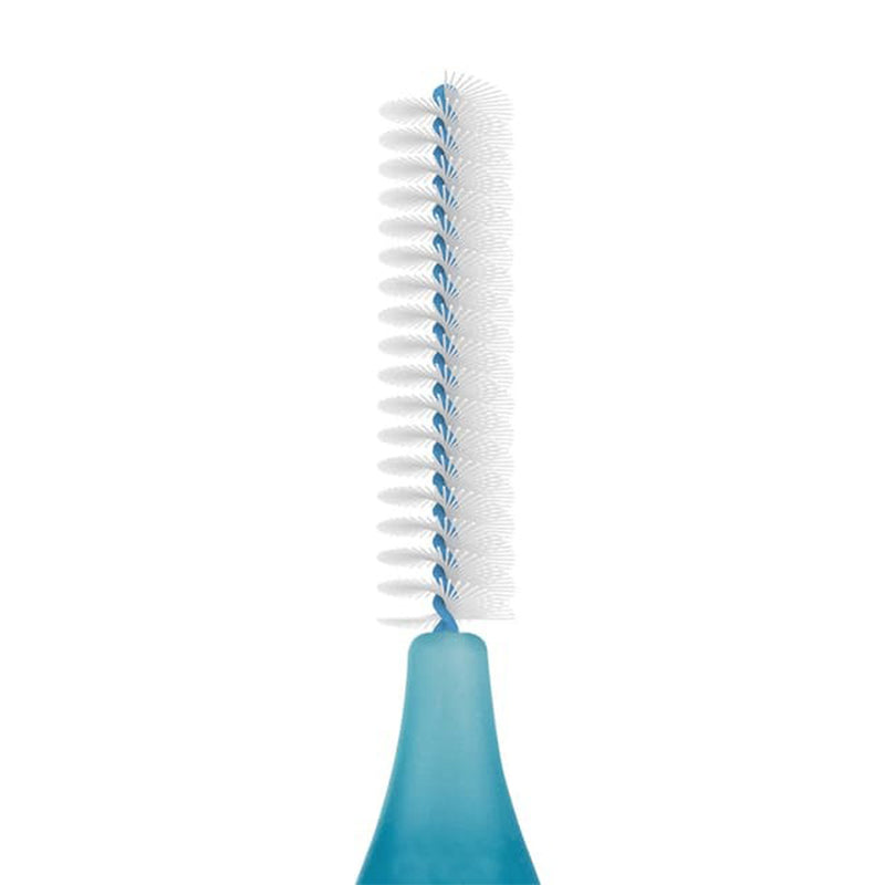 TePe Interdentale ragers Original blauw 0,6mm close-up van de witte borstelkop