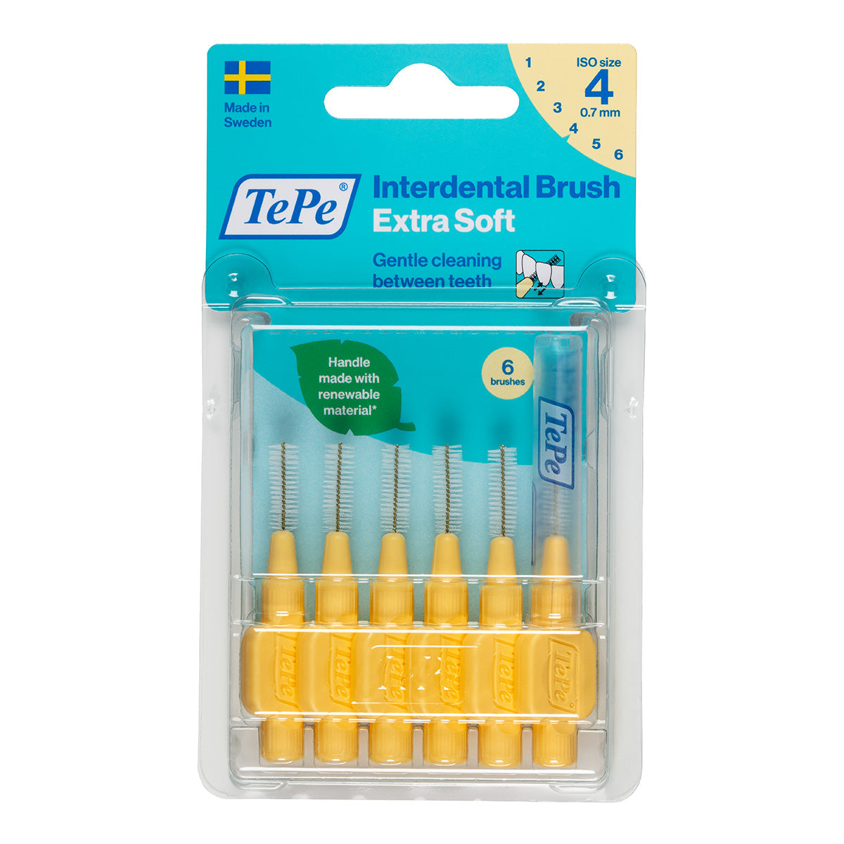 TePe Interdentale ragers X-soft geel 0,7mm verpakking met 6 stuks