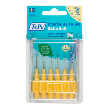 TePe Interdentale ragers X-soft geel 0,7mm verpakking met 6 stuks