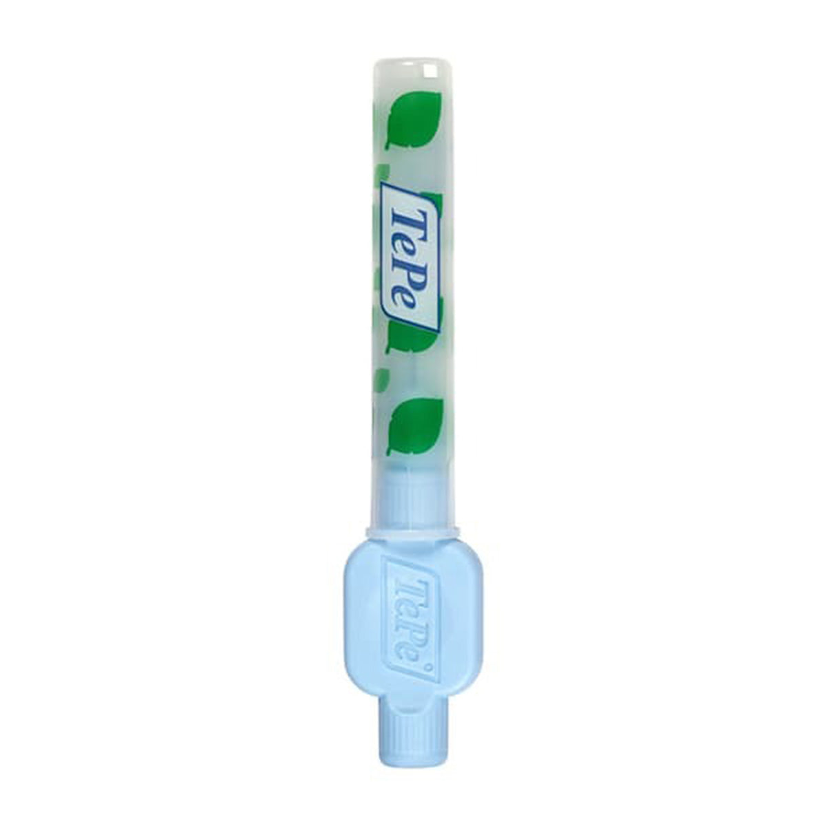 TePe Interdentale ragers X-soft blauw 0,6mm koker met beschermdop en bladmotief