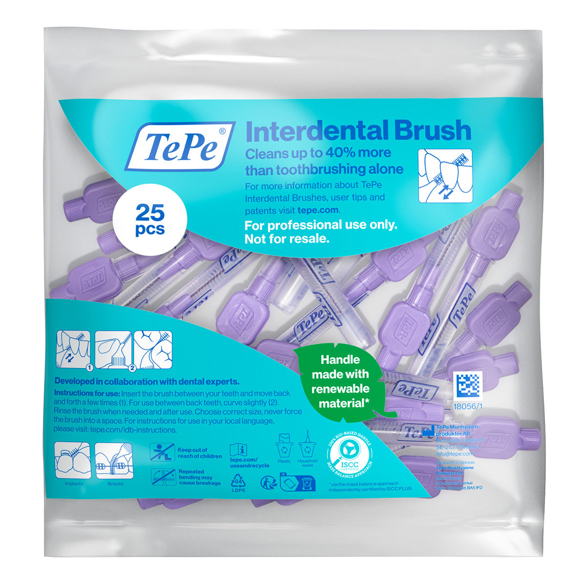 TePe Interdentale ragers X-soft lila verpakking met 25 stuks zichtbaar