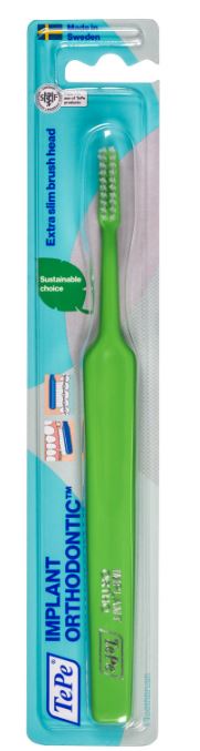 TePe Implant/Orthodontie tandenborstel in groene verpakking met extra smalle borstelkop