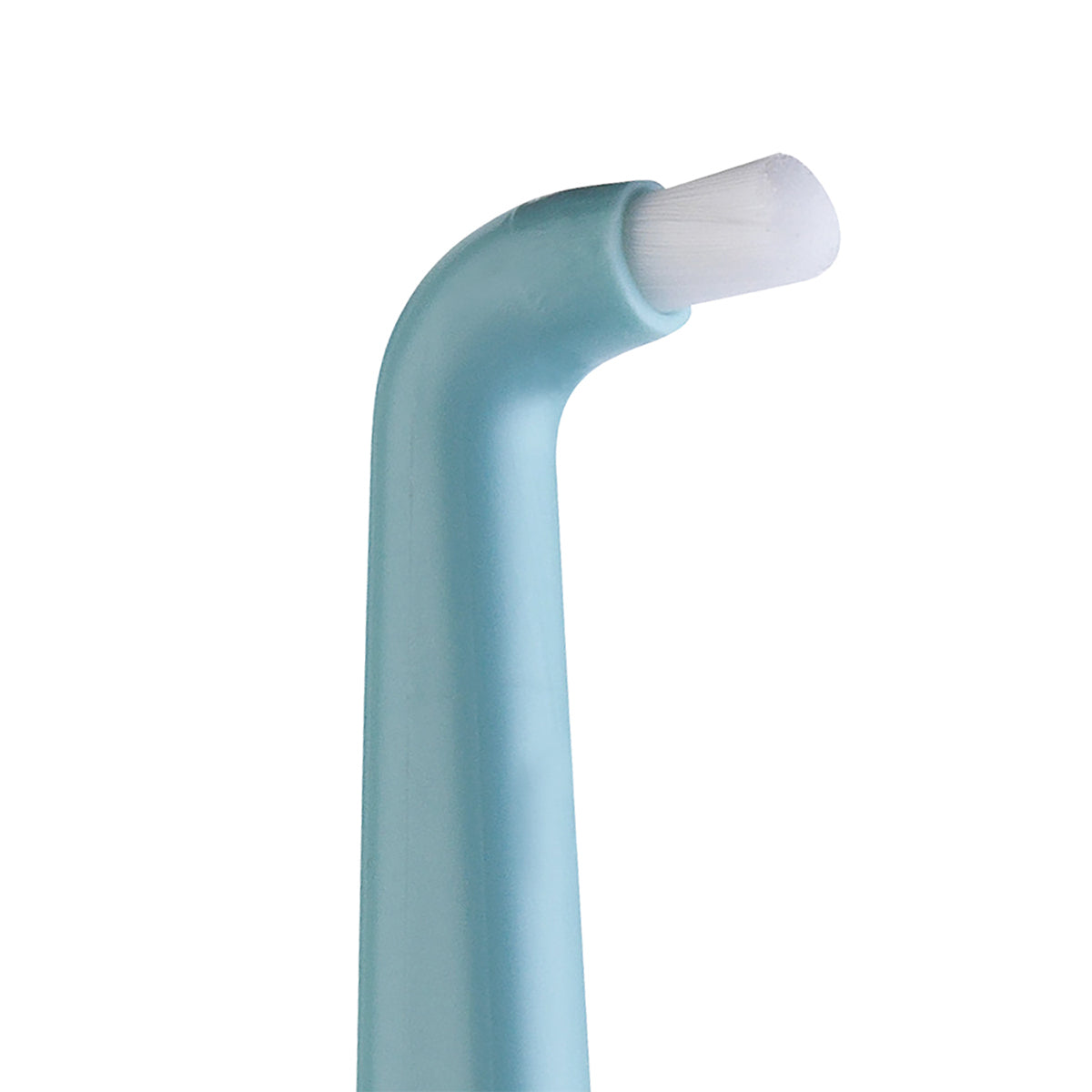 TePe Compact Tuft tandenborstel detailopname van gebogen kop met witte haren