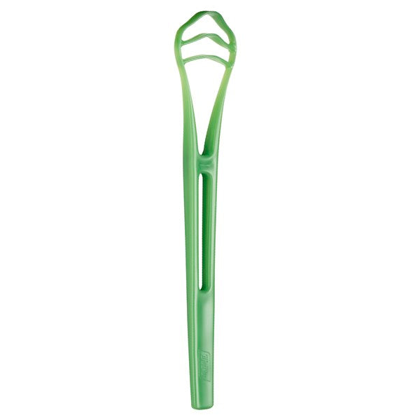 TePe Good tongschraper in groene kleur met open handvat, close-up