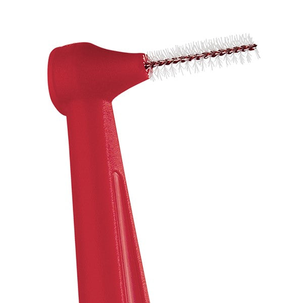 TePe Angle interdentale rager rood 0,5mm close-up van geknikte ragerkop