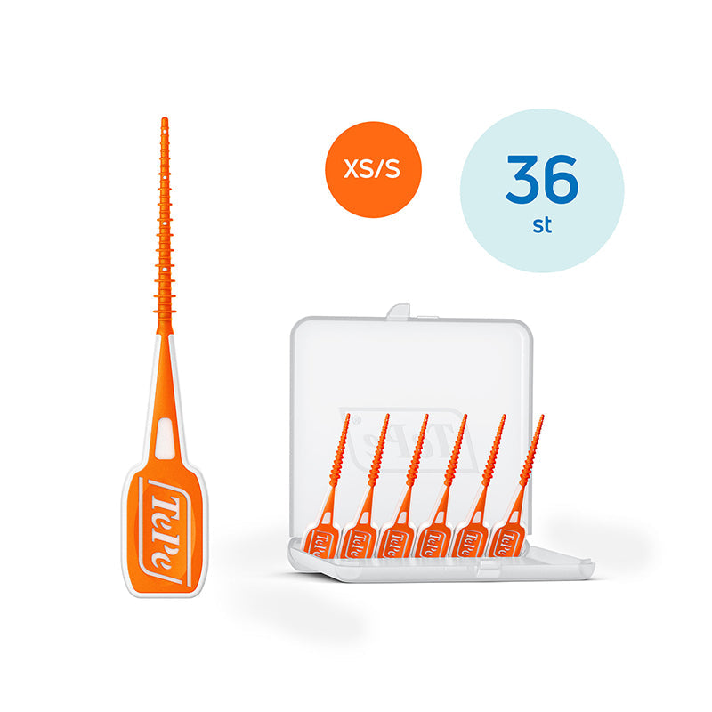 TePe EasyPick X-small/Small oranje interdentale rager met open blisterverpakking van 36 stuks