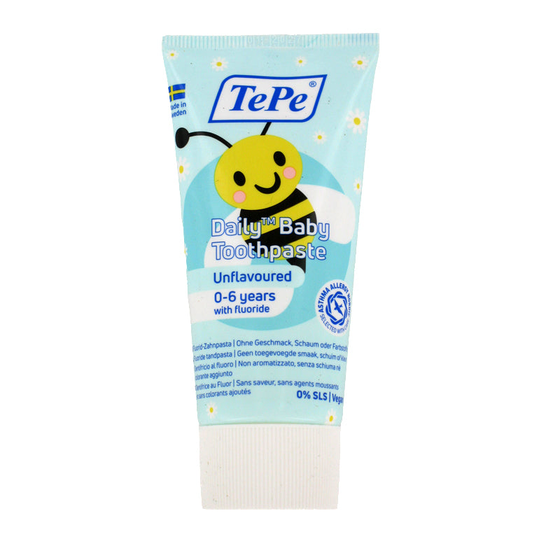 TePe Daily Baby tandpasta met fluoride 0-6 jaar, tube met bijtje