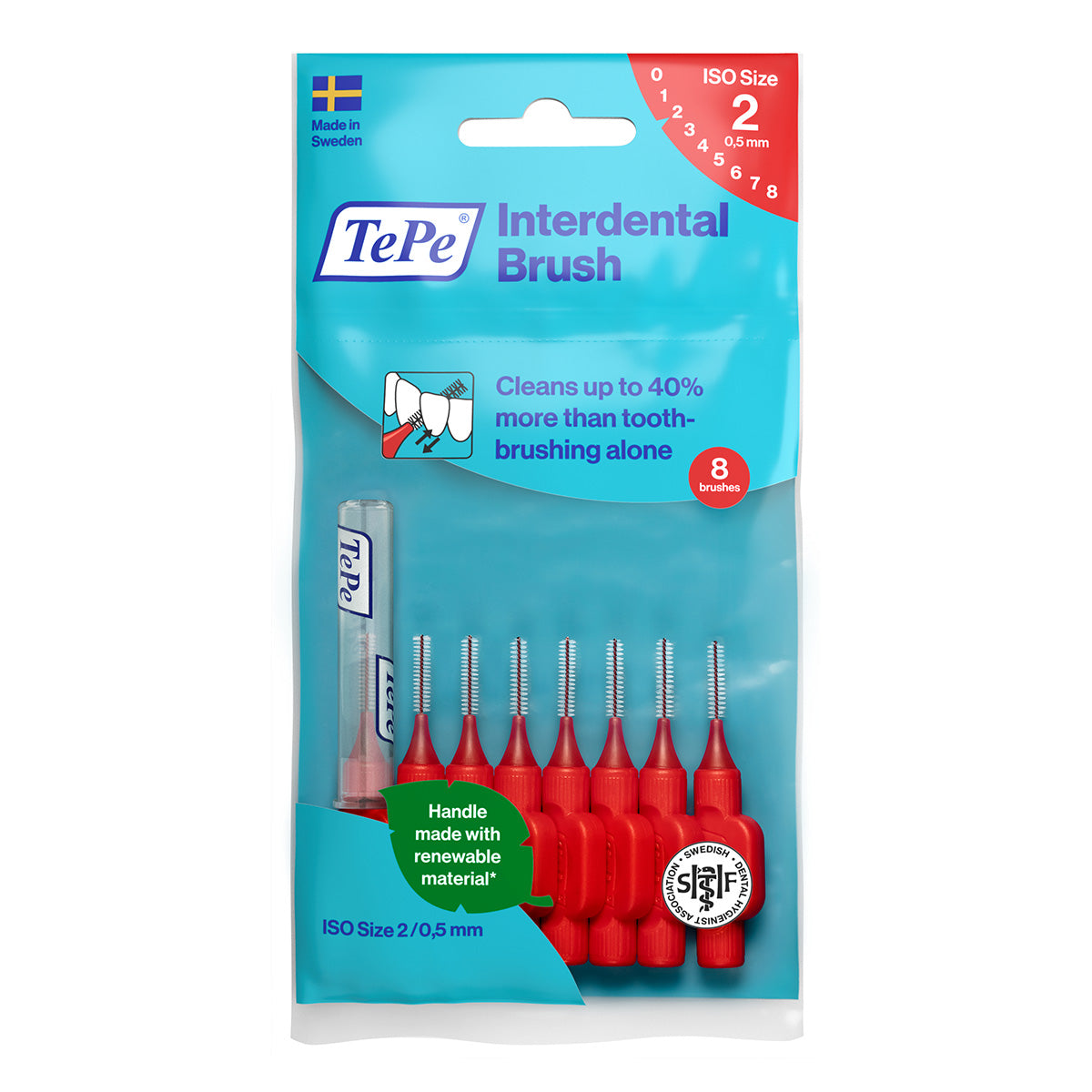 TePe Interdentale ragers Original rood 0,5mm verpakking met 8 stuks