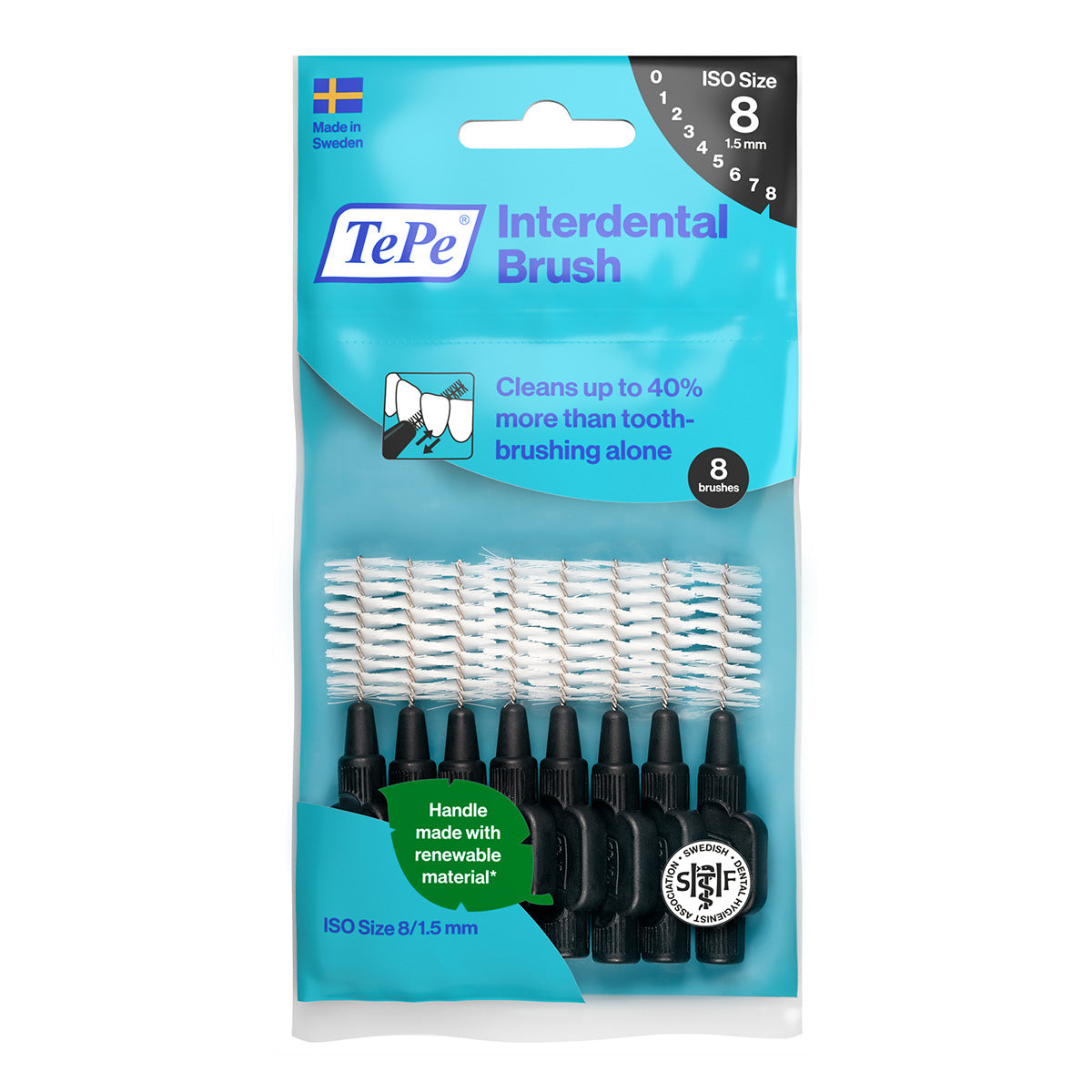 TePe Interdentale ragers Original zwart 1,5mm verpakking met 8 ragers ISO maat 8