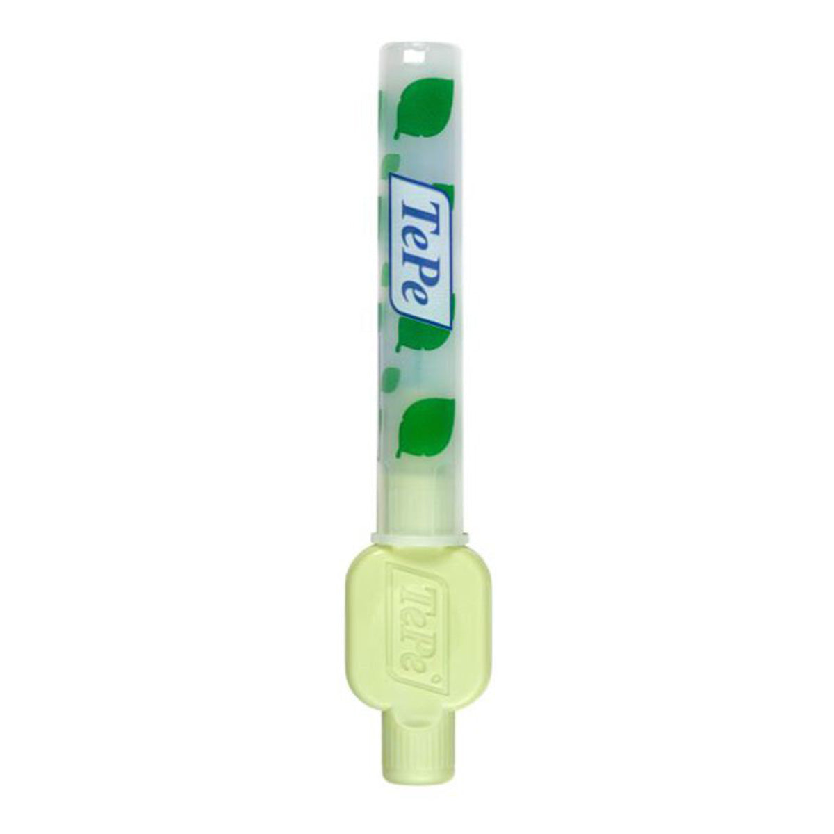 TePe Interdentale ragers x-soft groen 0,8mm koker met bladmotief rechtop
