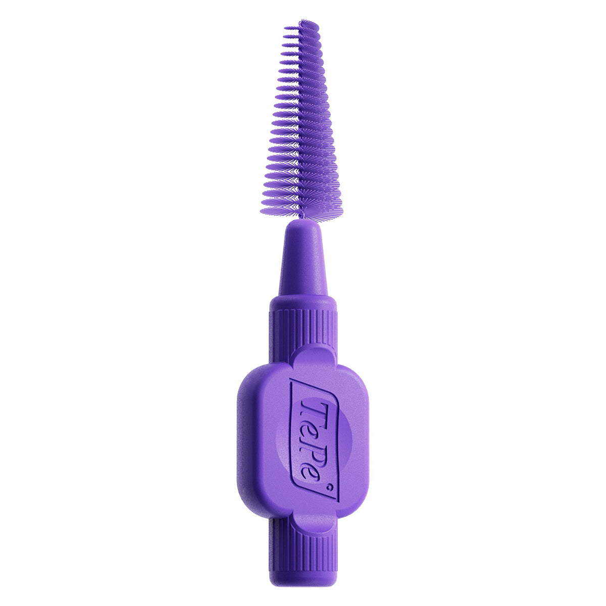 TePe EasyFit interdentale rager M/L in paars, close-up van de rubberen ragerkop