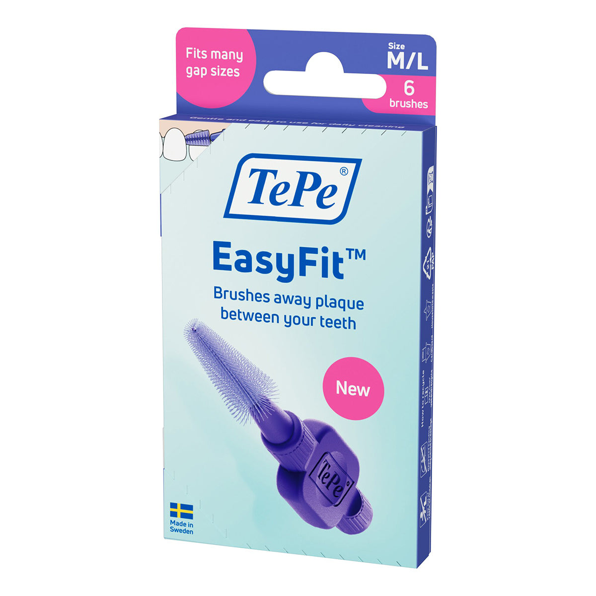 TePe EasyFit interdentale ragers M/L verpakking met 6 stuks in doosje