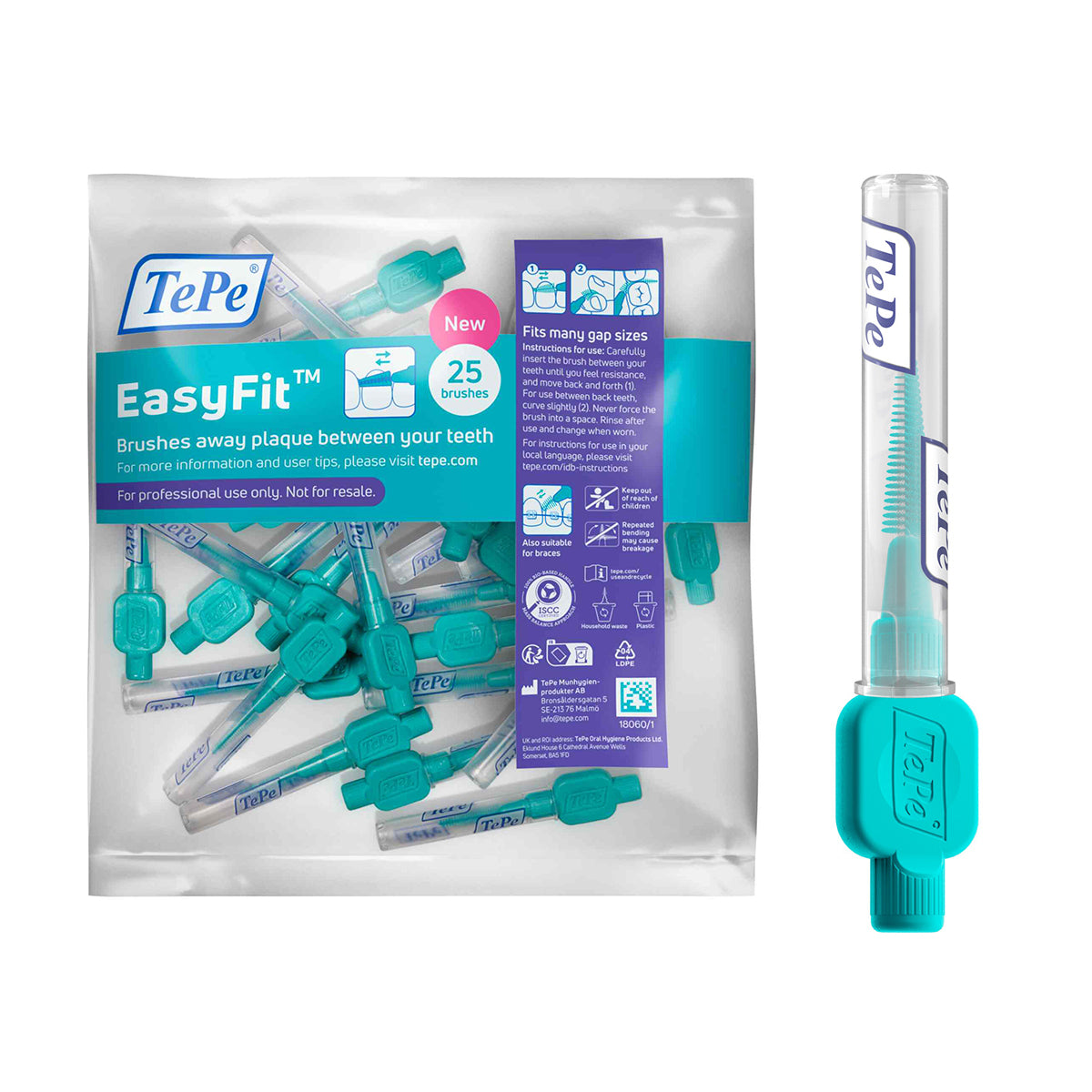 TePe EasyFit interdentale ragers S/M zak met 25 stuks naast losse rager