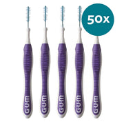 GUM Trav-Ler 0,6mm lavendel ragers, vijf stuks met blauwe borsteltjes, 50x verpakking