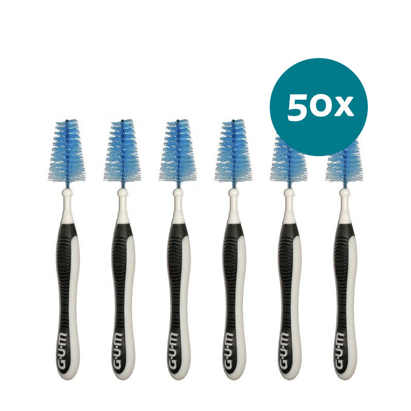 GUM Trav-Ler 2,6mm zwart rijgborstels met zwart-witte handvatten, 50x verpakking