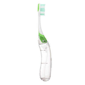 GUM Travel tandenborstel met groen accent en opvouwbaar transparant handvat