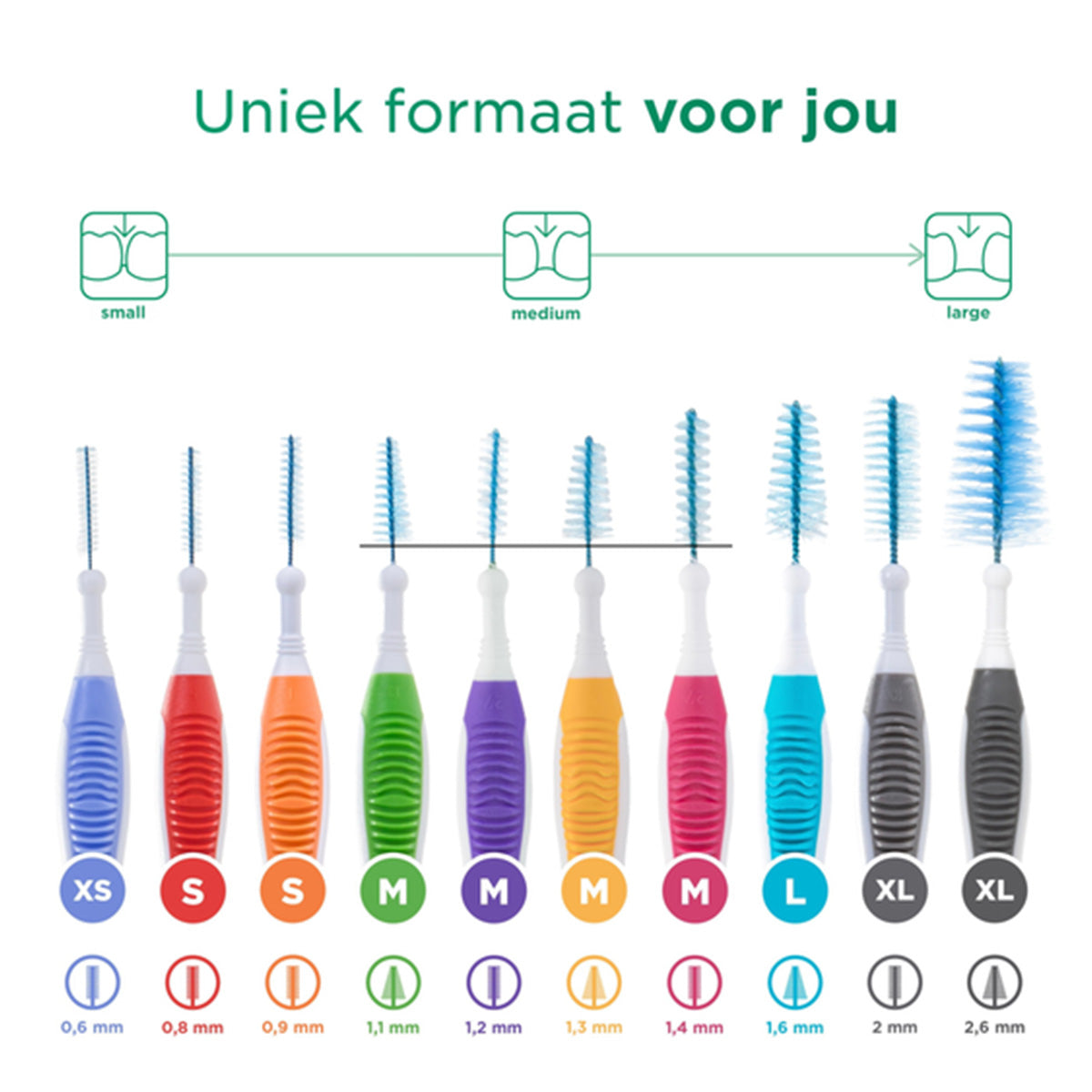 Gum Trav-Ler ragers in tien maten van XS tot XL met bijpassende diameters