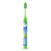 GUM Junior+Timer tandenborstel groen met blauwe kinderfiguur op de handgreep