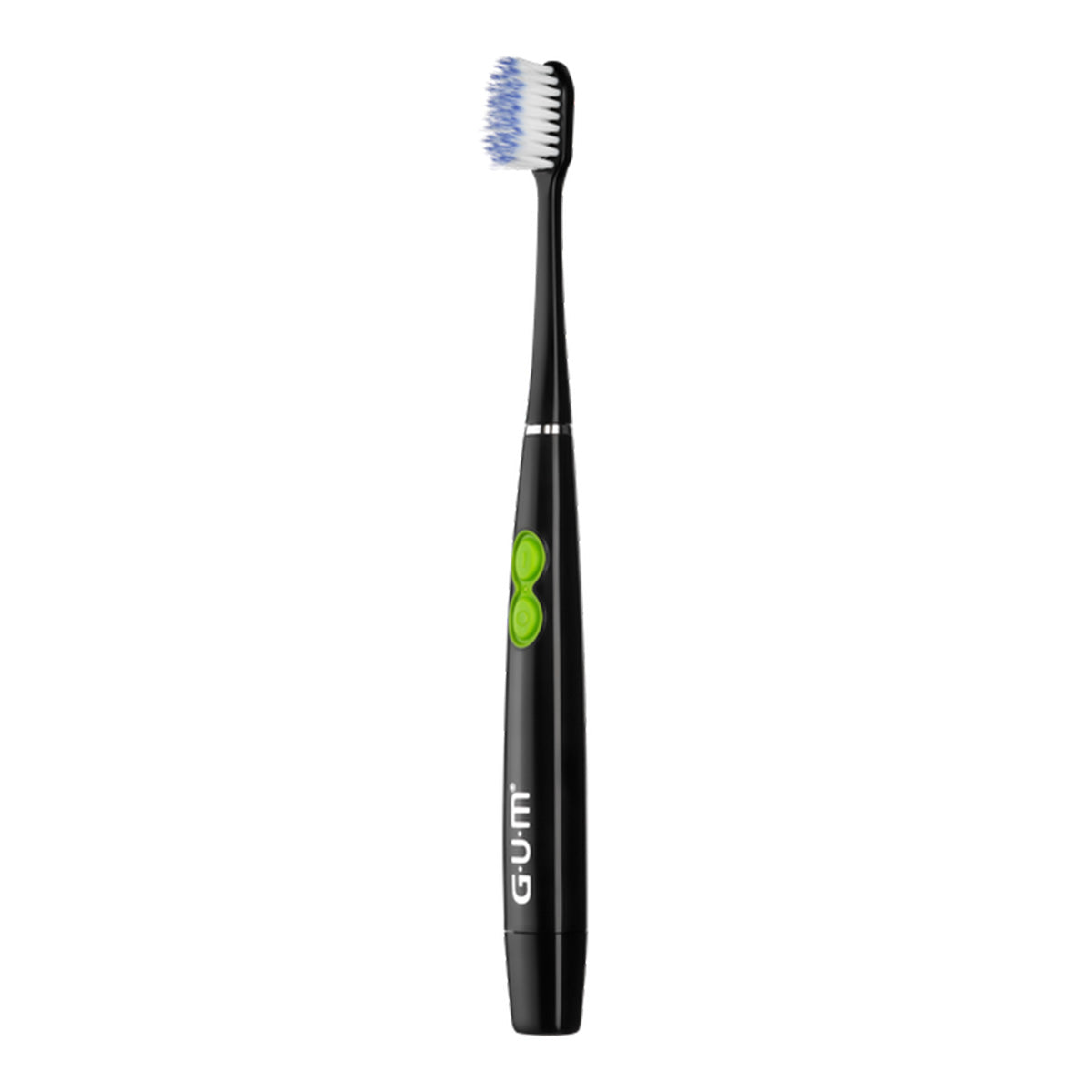 GUM SONIC Daily tandenborstel zwart met groen logo en witte haren