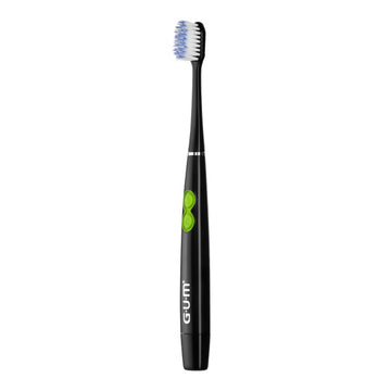 GUM SONIC Daily tandenborstel zwart met groen logo en witte haren