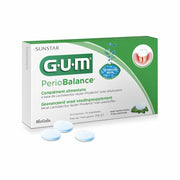GUM Periobalance voedingssupplement zuigtabletten met verpakking en losse tabletten