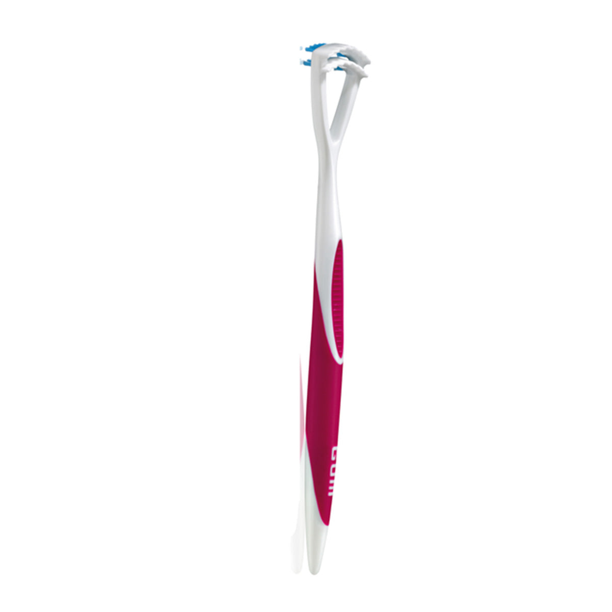 GUM HaliControl tongreiniger met witte steel en roze grip zijaanzicht