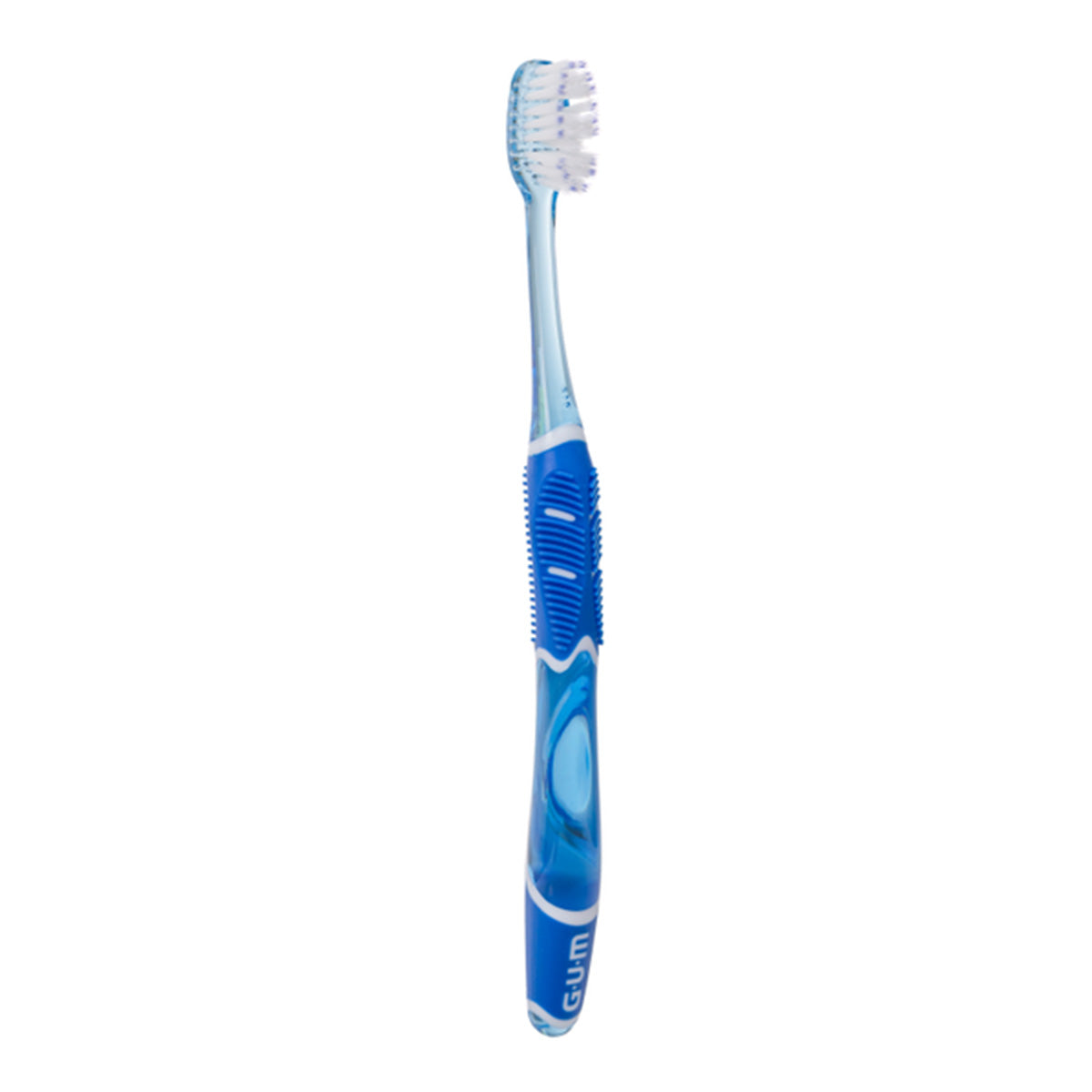 GUM Technique Pro compact medium tandenborstel in blauwe kleur rechtop