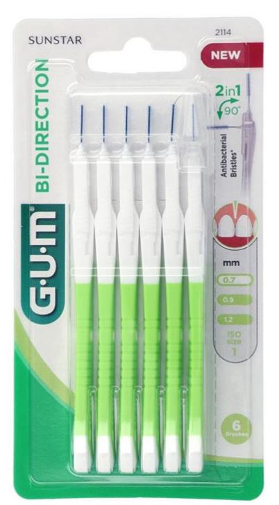 GUM Bi-Direction ragers 0,7 mm groen small verpakking met zes stuks