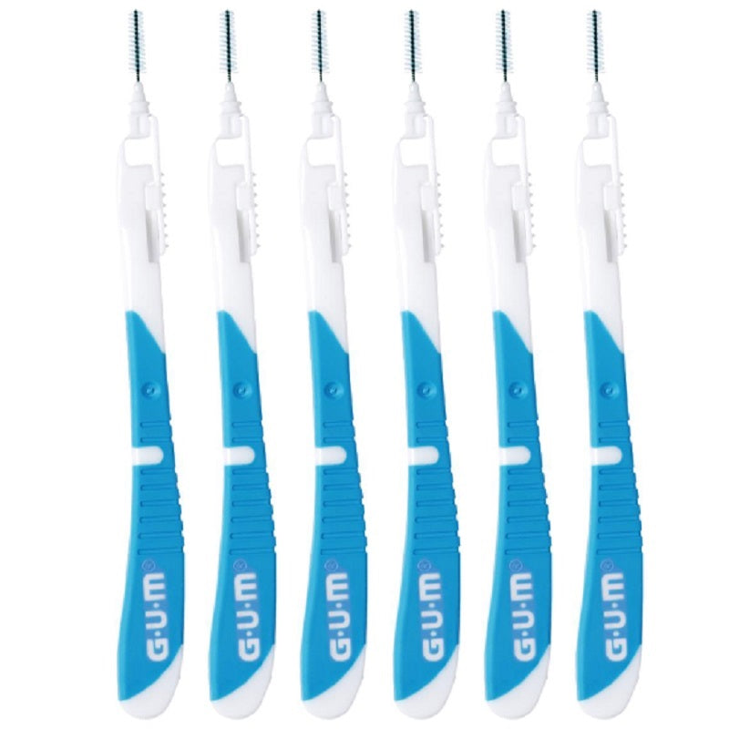 GUM Bi-Direction ragers 0,9 mm blauw regular, zes stuks naast elkaar