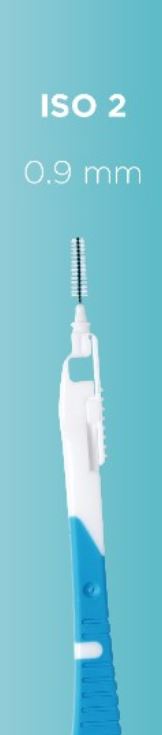 GUM Bi-Direction rager 0,9 mm ISO 2 met blauw handvat op houder