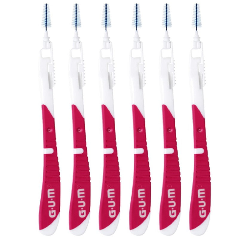 GUM Bi-Direction ragers 1,2 mm roze large zes stuks op een rij