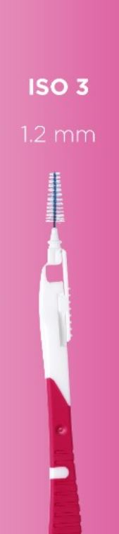 GUM Bi-Direction rager 1,2 mm ISO 3 met rode handgreep op roze achtergrond
