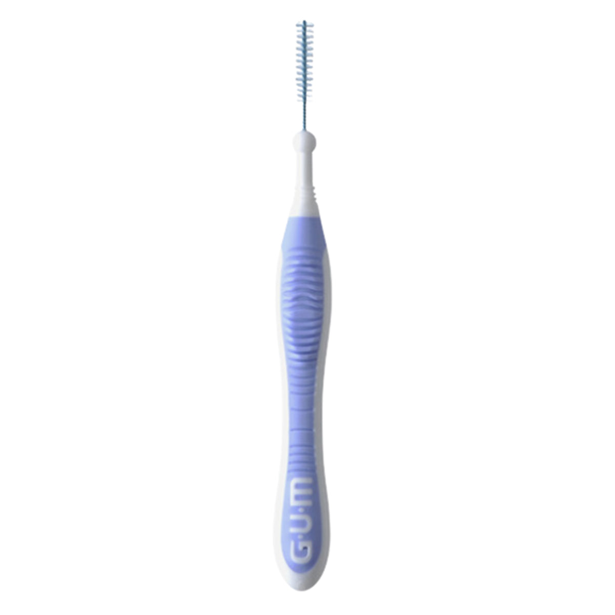GUM Trav-Ler 0,6mm lavendel ragerborstel met witte houder in close-up