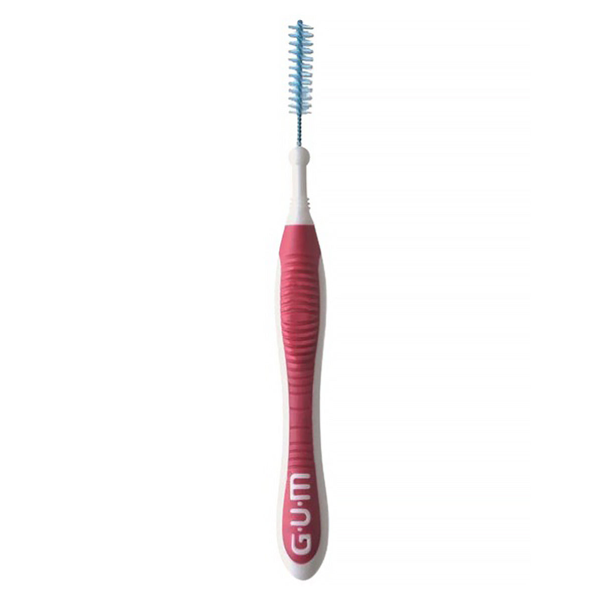 GUM Trav-Ler 1,4mm bordeaux ragerkop met blauwe borstel op bordeaux handvat
