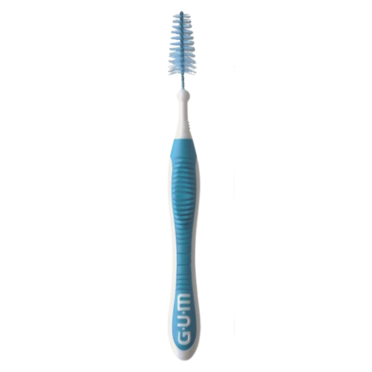 GUM Trav-Ler 1,6mm blauw ragerborstel met witte handgreep en blauwe grip