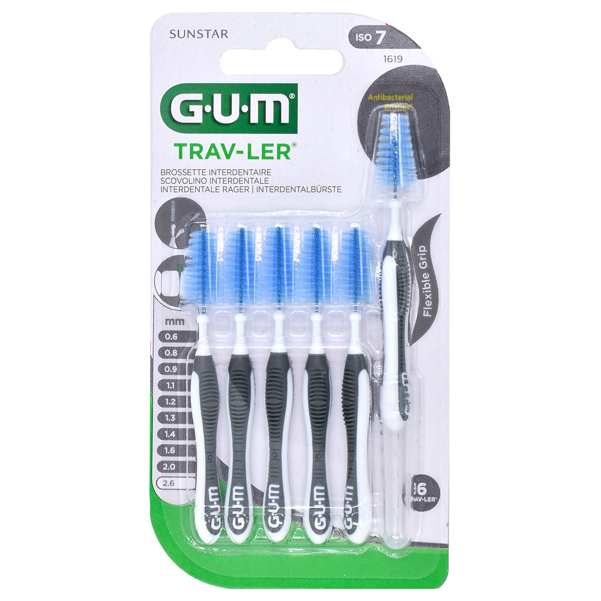 GUM Trav-Ler 2,6mm zwart interdentale rager verpakking met 6 stuks