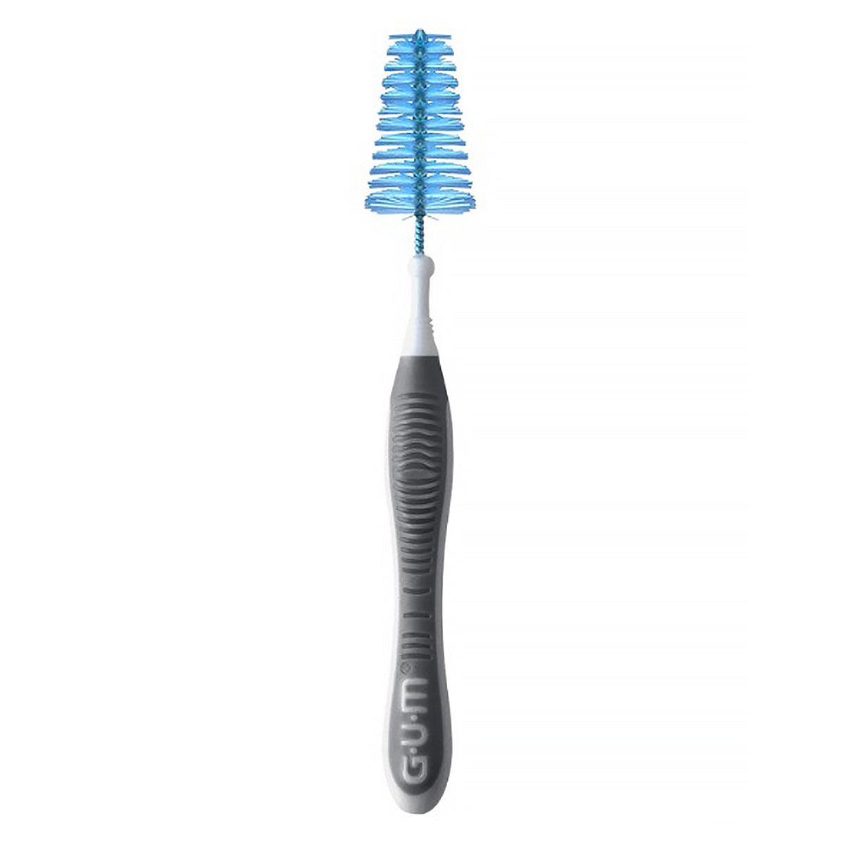 GUM Trav-Ler 2,6mm ragerborstel met grijs handvat en blauwe conische kop
