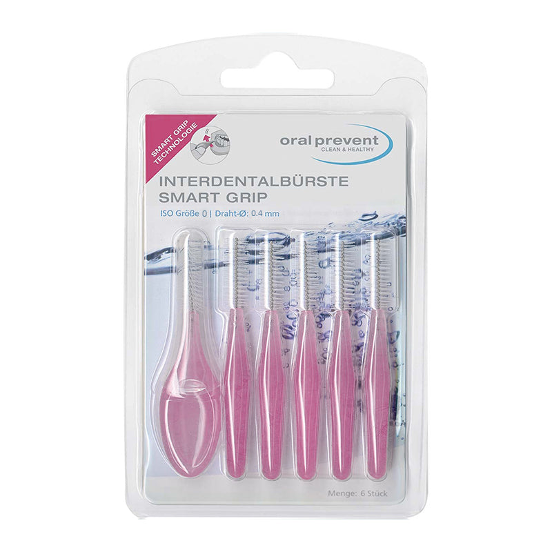 Oral Prevent Smart Grip ragers roze verpakking met 6 stuks, ISO 0