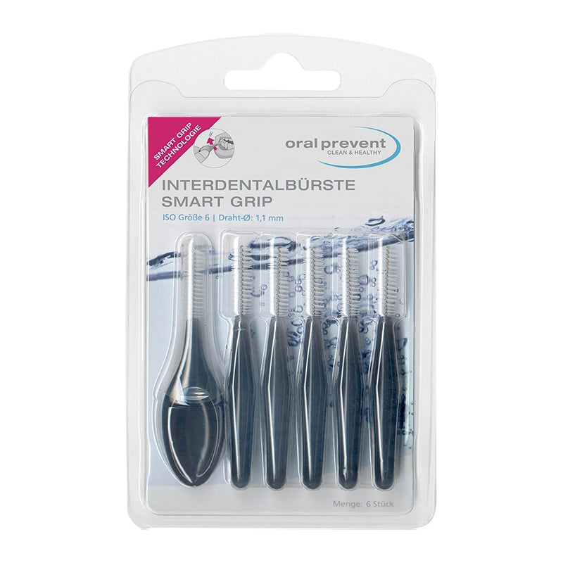 Oral Prevent Smart Grip ragers ISO 6, verpakking met 6 zwarte ragers 1,1mm