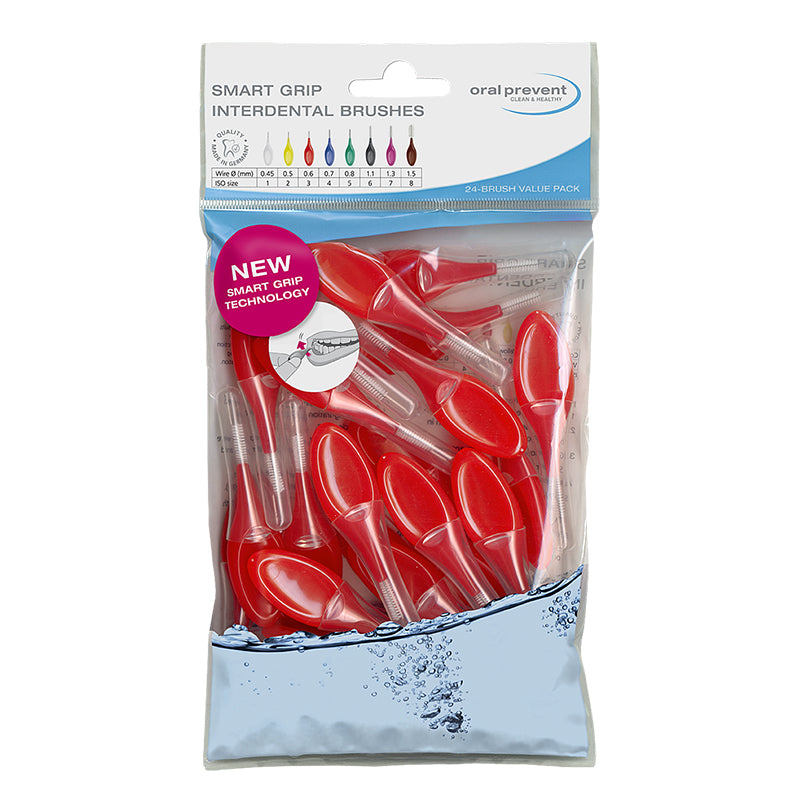 Oral Prevent Smart Grip ragers 0,6mm/ISO 3 rood, navulzak met 24 stuks
