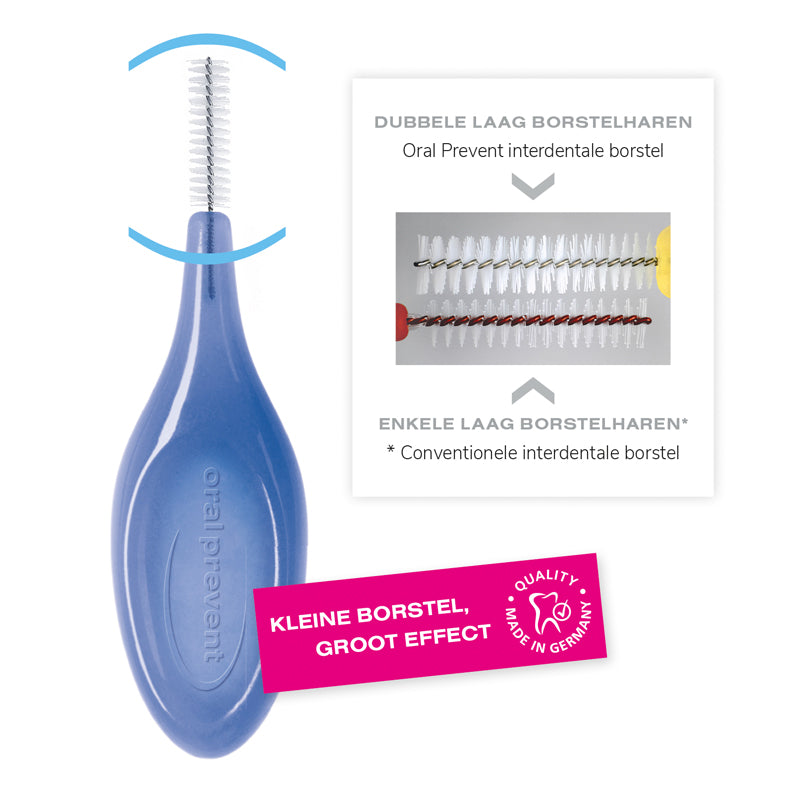 Oral Prevent rager met dubbele laag borstelharen vergeleken met enkele laag