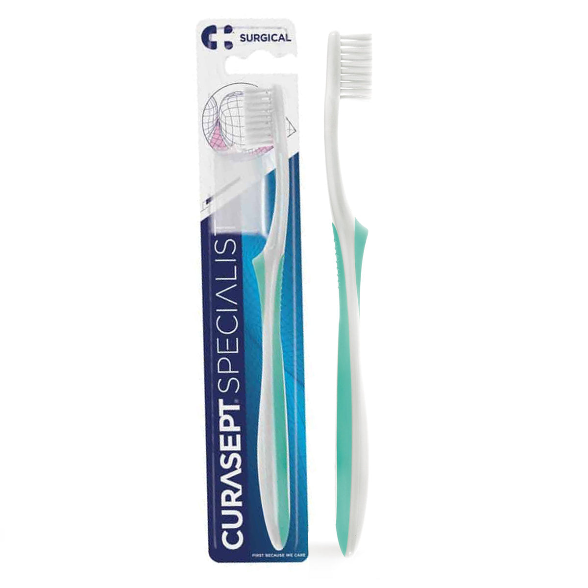 Curasept Specialist Surgical tandenborstel met verpakking en losse borstel ernaast