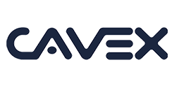 Cavex logo in donkerblauwe letters op witte achtergrond
