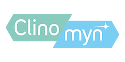 Clinomyn logo met blauwe en groene kleuren