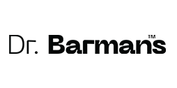 Dr. Barman's logo in zwarte letters op witte achtergrond