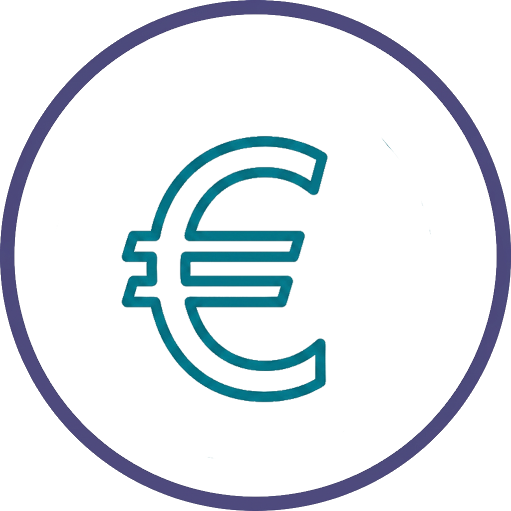 Euro-symbool in cirkel als icoon voor prijs of betaling