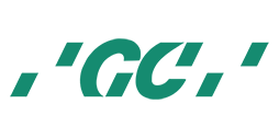GC logo in groene letters met blokjes eromheen